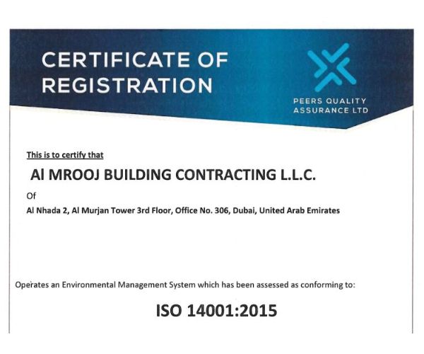 ISO 9001:2015 Certification - Al Mrooj Demolition Company Dubai